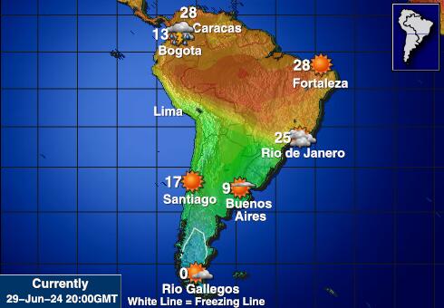Chile Předpověď počasí Teplota Mapa 