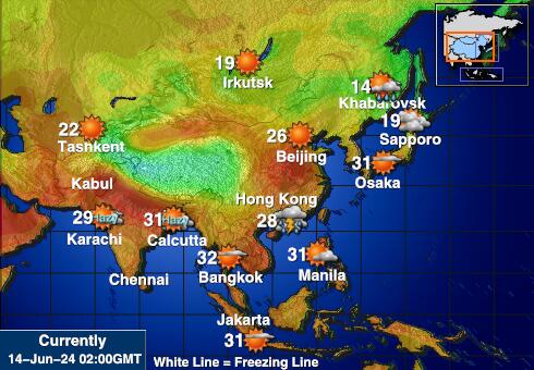 Coral Sea Islands Værmelding Temperatur kart 