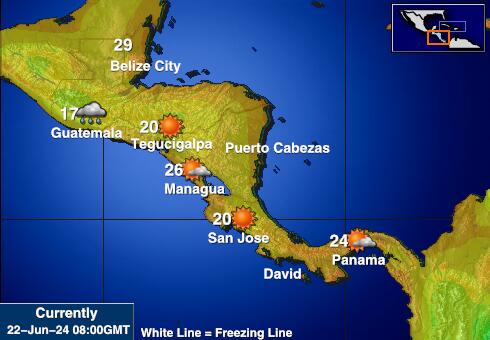 Costa Rica Předpověď počasí Teplota Mapa 