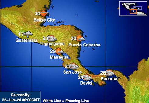 Costa Rica Předpověď počasí Teplota Mapa 