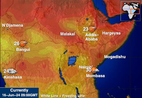 Djibouti Værmelding Temperatur kart 