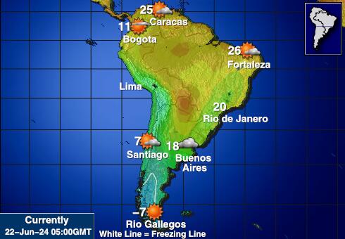 Ecuador Předpověď počasí Teplota Mapa 
