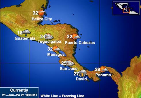 El Salvador Předpověď počasí Teplota Mapa 