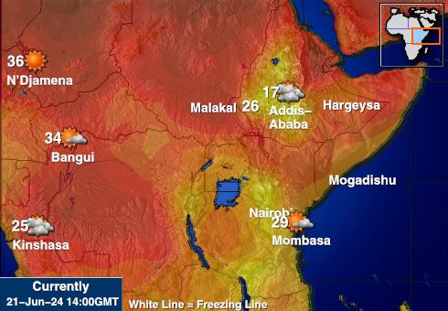 Ethiopia Předpověď počasí Teplota Mapa 