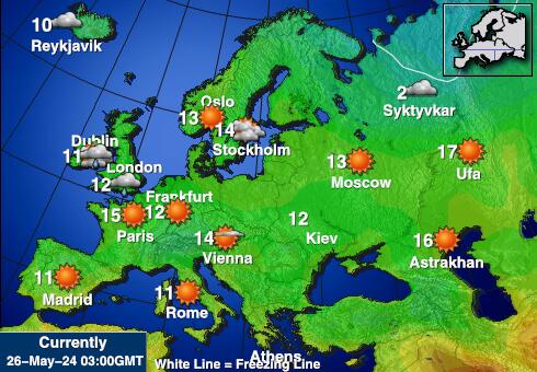 ヨーロッパ 天気予報温度マップ 