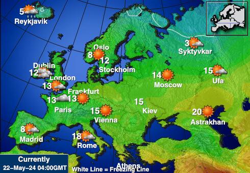 Europa Weersverwachting Temperatuur Kaart 