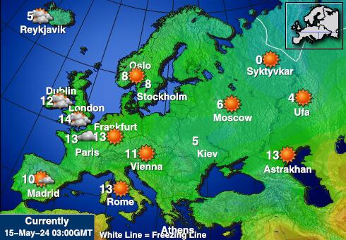 Európa Időjárás hőmérsékleti térkép 