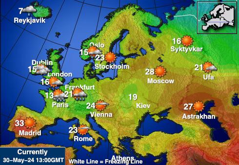 Europa Previsioni meteo temperatura mappa 