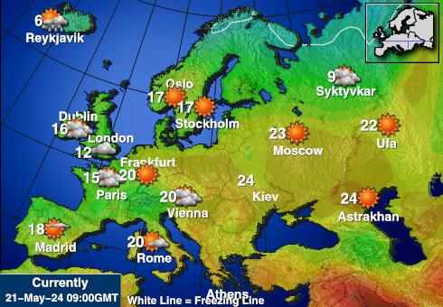 Europe Météo carte des températures de prévision 