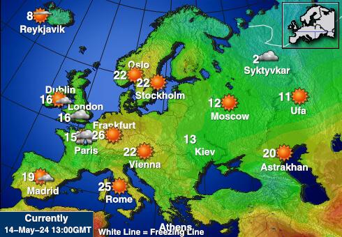 أوروبا توقعات الطقس درجة الحرارة خريطة 