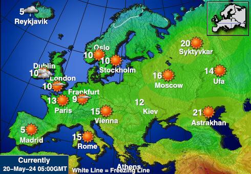 Europa Værmelding Temperatur kart 