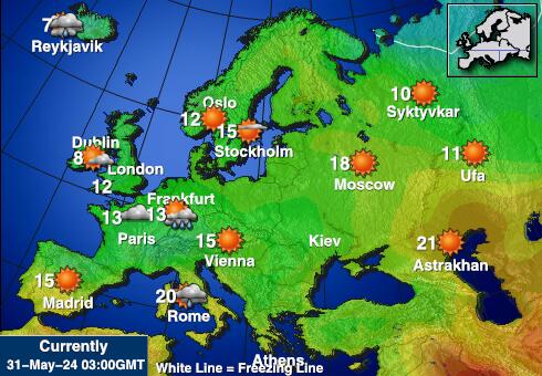 Europe Předpověď počasí Teplota Mapa 