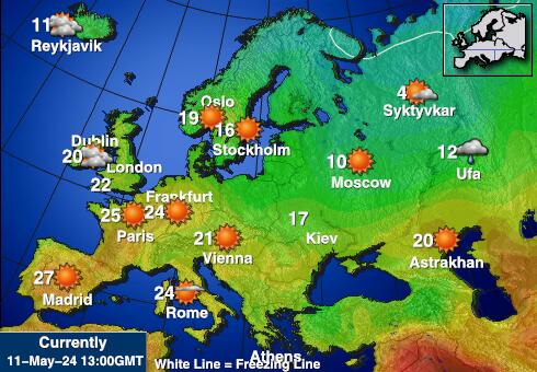 Europa Mapa del tiempo la temperatura de previsión 