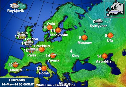 الإتحاد الأوربي توقعات الطقس درجة الحرارة خريطة 