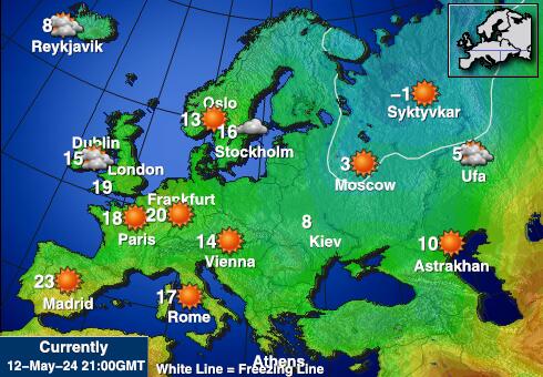 Unión Europea Mapa del tiempo la temperatura de previsión 