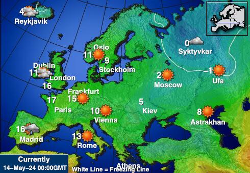 Európai Únió Időjárás hőmérsékleti térkép 