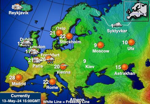 União Europeia Tempo mapa temperatura previsão 