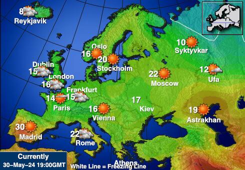 Euroopan unioni Sääennuste lämpötila kartalla 