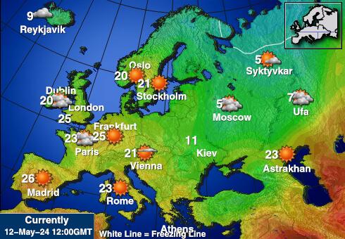 Európai Únió Időjárás hőmérsékleti térkép 