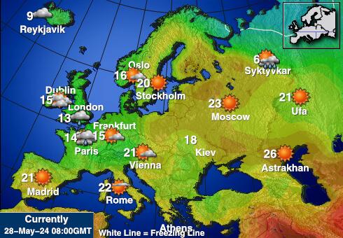 Europäische Union Wettervorhersage Temperaturkarte 