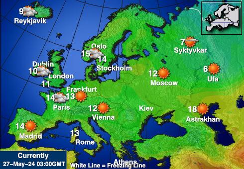 האיחוד האירופאי מפת טמפרטורת תחזית מזג 
