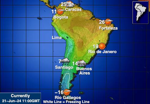 Falkland Islands (Malvinas) Předpověď počasí Teplota Mapa 