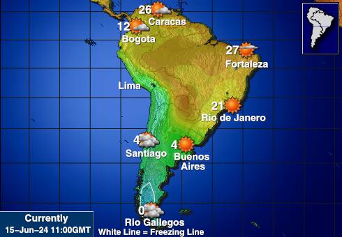 Falklandsøyene (Malvinas) Værmelding Temperatur kart 