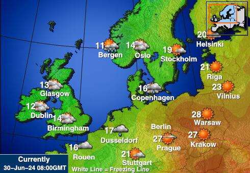Faroe Islands Předpověď počasí Teplota Mapa 