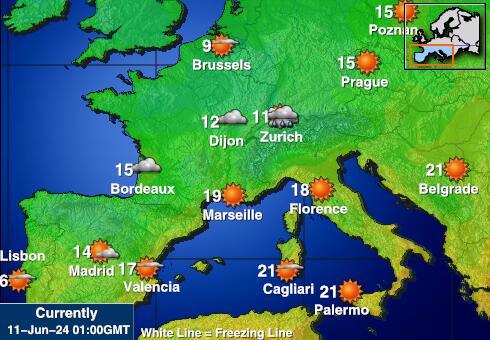 Frankrike Værmelding Temperatur kart 