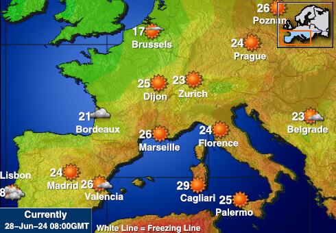 France Předpověď počasí Teplota Mapa 