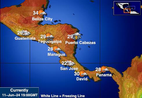 Honduras Værmelding Temperatur kart 