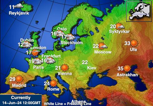 Island Værmelding Temperatur kart 