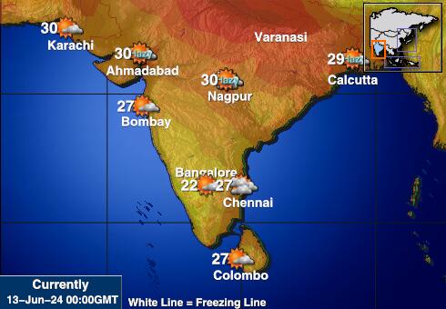 India Værmelding Temperatur kart 