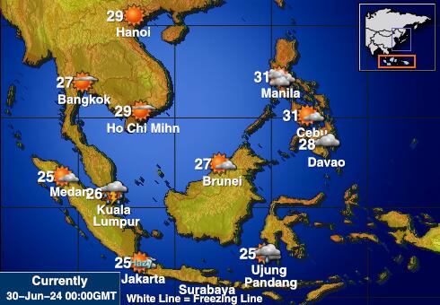 Indonesia Předpověď počasí Teplota Mapa 