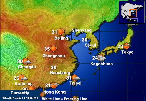 Japan Værmelding Temperatur kart 