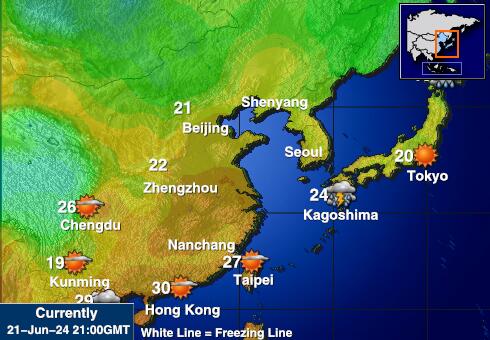 Japan Předpověď počasí Teplota Mapa 