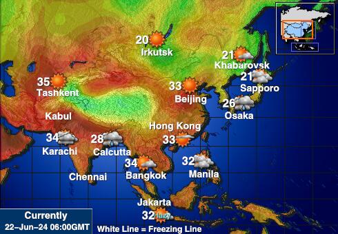 Kazakhstan Předpověď počasí Teplota Mapa 