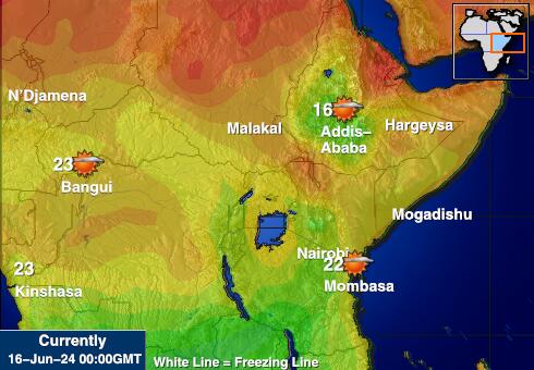 Kenya Værmelding Temperatur kart 