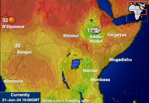 Kenya Předpověď počasí Teplota Mapa 