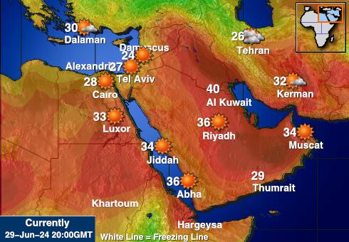 Kuwait Předpověď počasí Teplota Mapa 