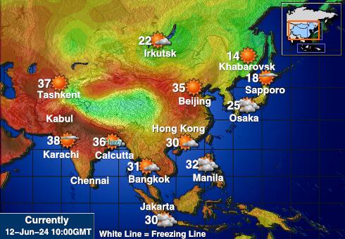 Kirgisistan Værmelding Temperatur kart 