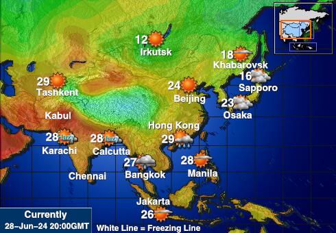 Kyrgyzstan Předpověď počasí Teplota Mapa 