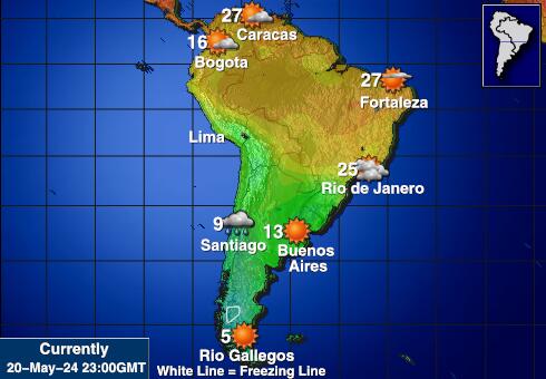 Latijns Amerika Weersverwachting Temperatuur Kaart 