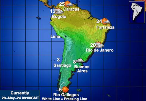Lateinamerika Wettervorhersage Temperaturkarte 