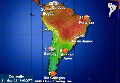 Amérique latine Météo carte des températures de prévision 