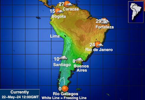 Latinamerika Vejrudsigt Temperatur Kort 