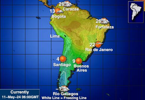 Latin-Amerikában Időjárás hőmérsékleti térkép 