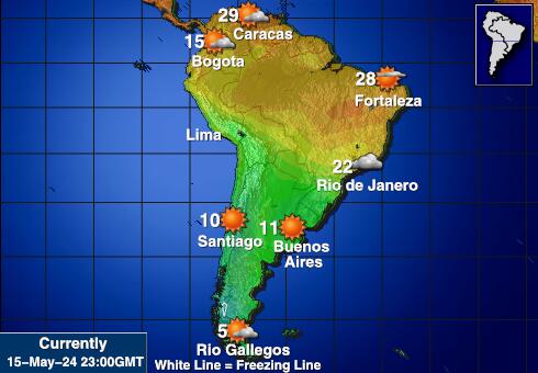 أمريكا اللاتينية توقعات الطقس درجة الحرارة خريطة 