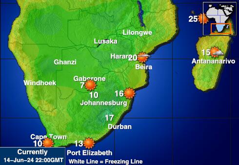 Lesotho Værmelding Temperatur kart 