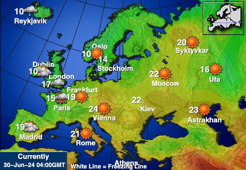 Lithuania Předpověď počasí Teplota Mapa 